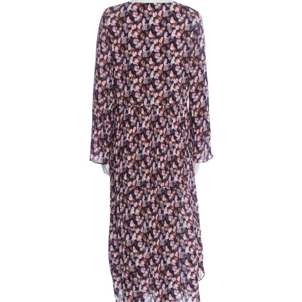 Vince Esme V-Neck Long Sleeve Micro Painted Floral Twist Drape Midi Dress Sz 14 - Picture 11 of 12